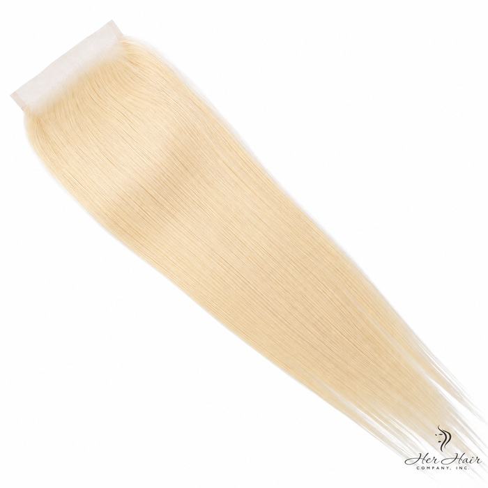 Brazilian 613# 5x5 lace closure with straight hair, standard frontal style, natural hair texture, vendor-unknown.