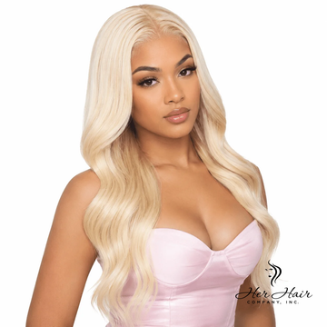 Brazilian 613# 13x4 lace frontal with body wave texture, natural hairline, and transparent lace for seamless scalp appearance.