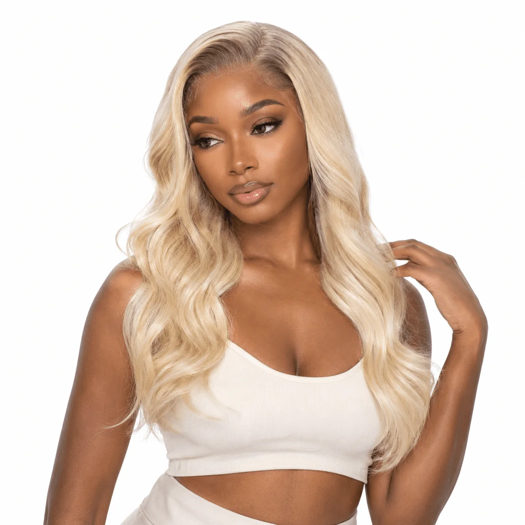 Brazilian 613# 5x5 lace closure with body wave texture, natural hair color, and frontal design for seamless hair styling.