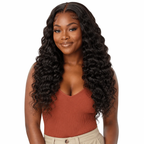 Brazilian loose deep wave 5x5 HD lace closure from Her Hair Company, showcasing natural deep wave texture and lace closure detail.
