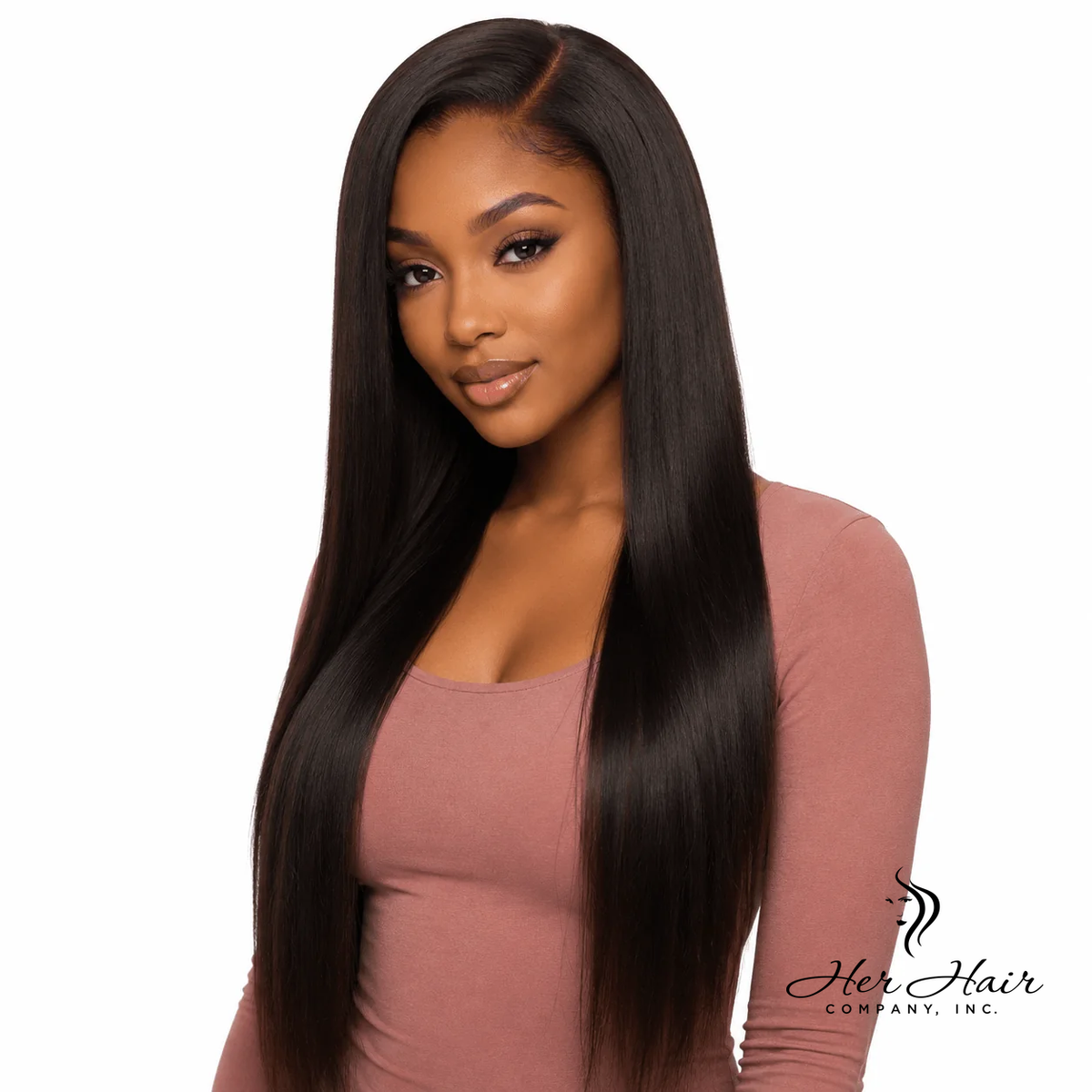 Brazilian straight 5x5 HD lace closure with natural hair, front view showing the lace and hair texture for seamless blending.