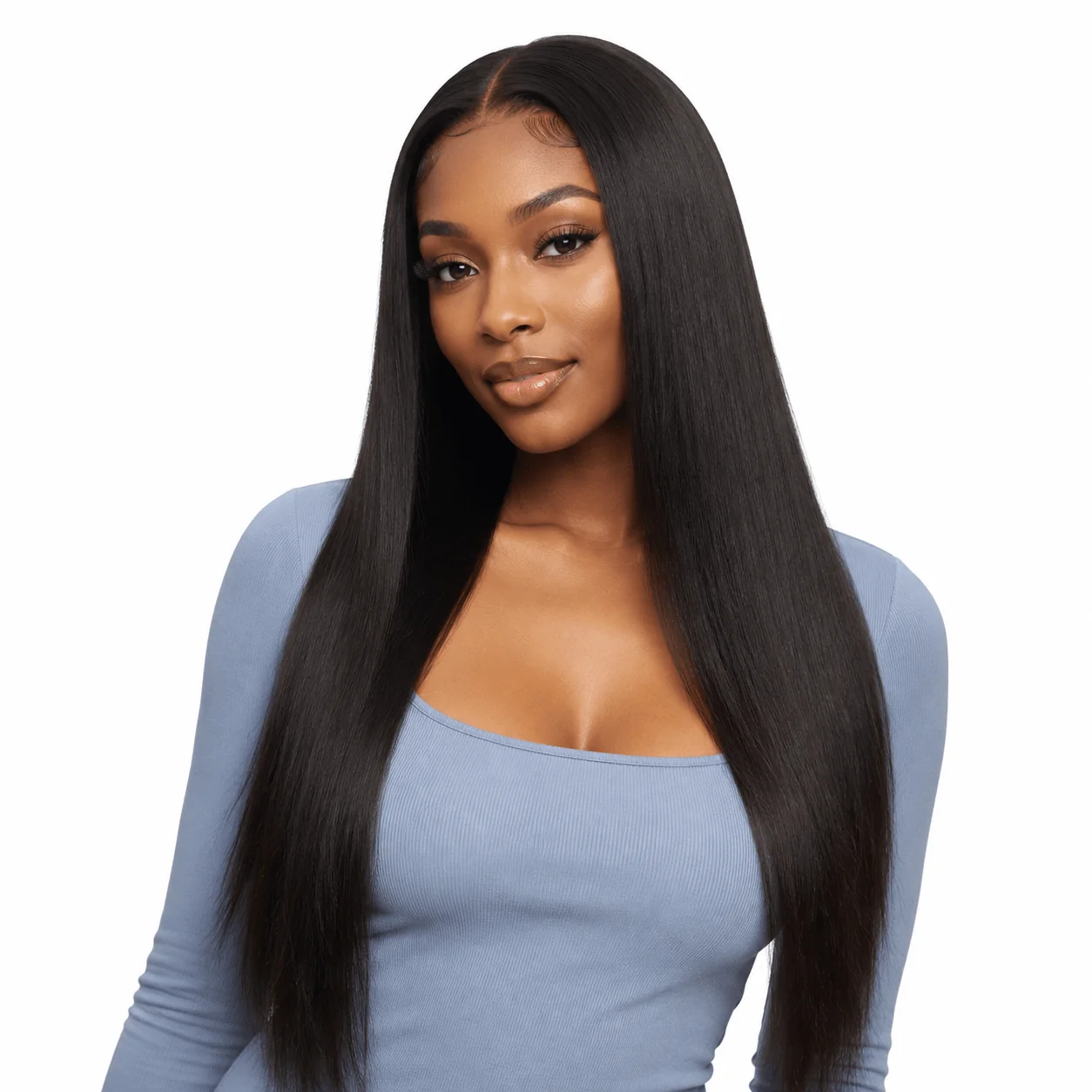 Brazilian straight 6x6 HD lace closure, front view showing natural hair texture and transparent lace for seamless scalp appearance.