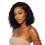 Brazilian Wavy 4x4 HD Lace Closure from Her Hair Company, front view showing natural wave pattern and lace detail.