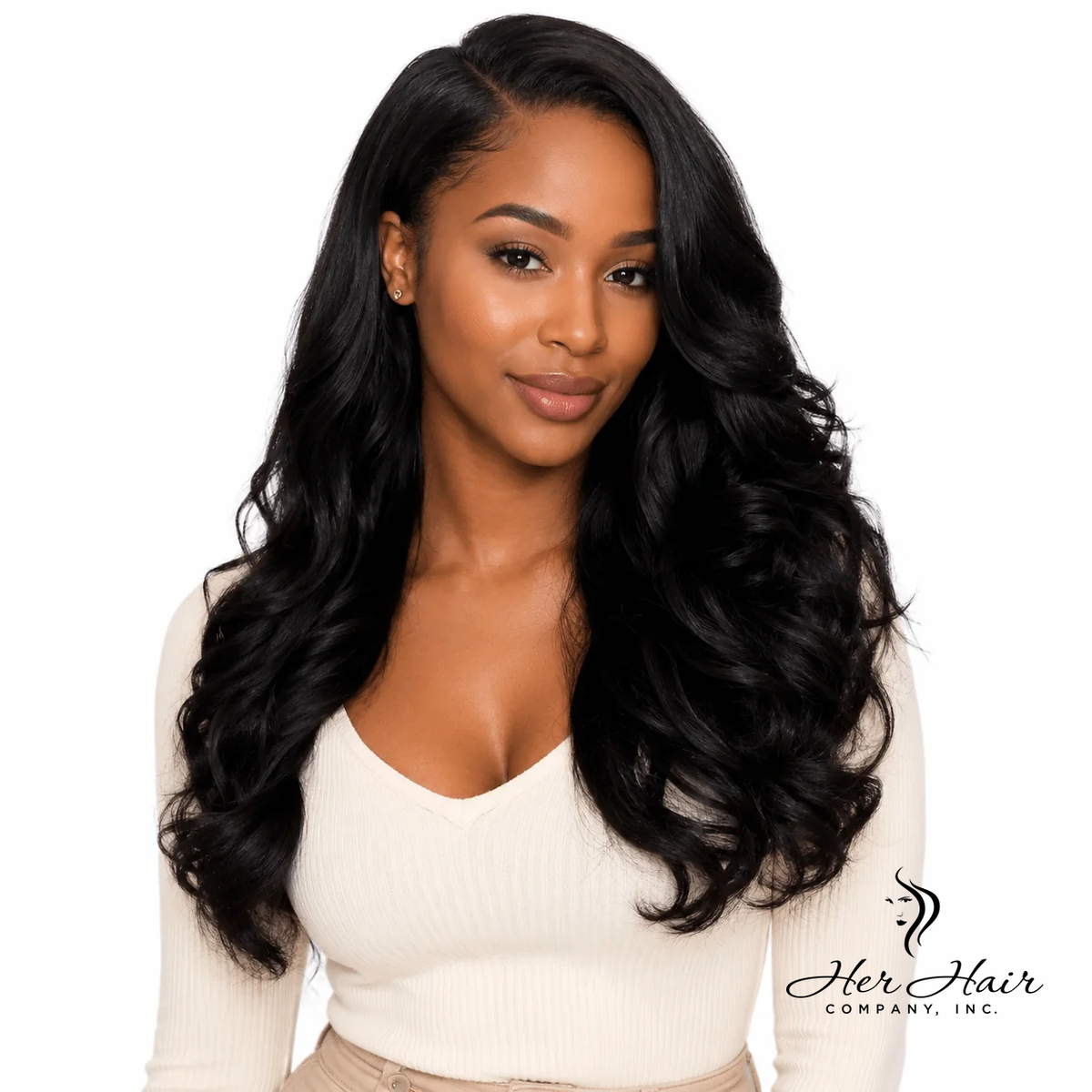 Burmese Raw Loose Deep Wave hair bundle by Her Hair Company, showing natural wavy texture and full volume.