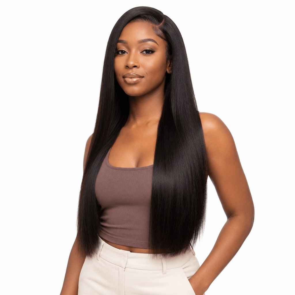 Burmese Raw Straight Hair 4 Bundle Deal from Her Hair Company, showing straight hair bundles arranged together.