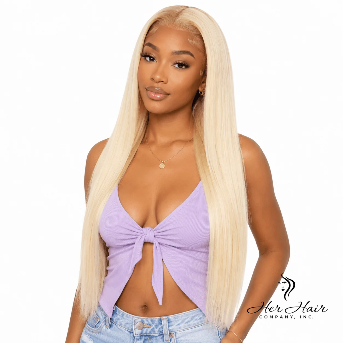 Eurasian 613# straight hair bundles for a 4-bundle deal, displayed on a model with natural shine and texture.