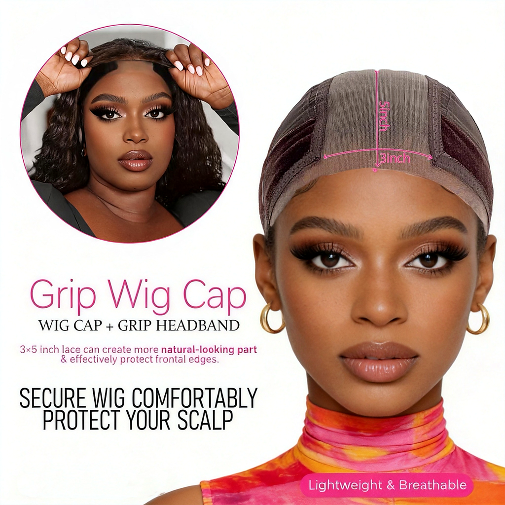 Front view of Her Hair Company Wig Grip Cap showing secure fit and comfortable design for wig wearers.