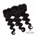 Brazilian Body Wave 13x6 HD lace frontal from Her Hair Company, showing natural wave pattern and lace details.
