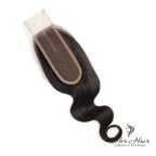 Brazilian Body Wave HD Lace Closure by Her Hair Company showcasing 2x6 lace construction and natural wave pattern.