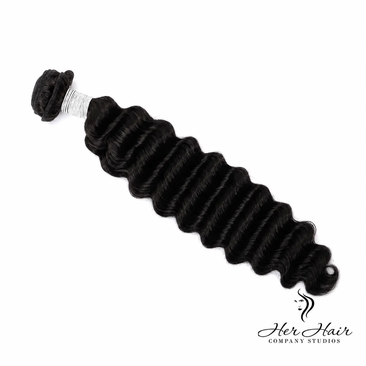 Brazilian Deep Wave Hair bundle by Her Hair Company featuring full, natural-looking deep wave texture and rich brown color.