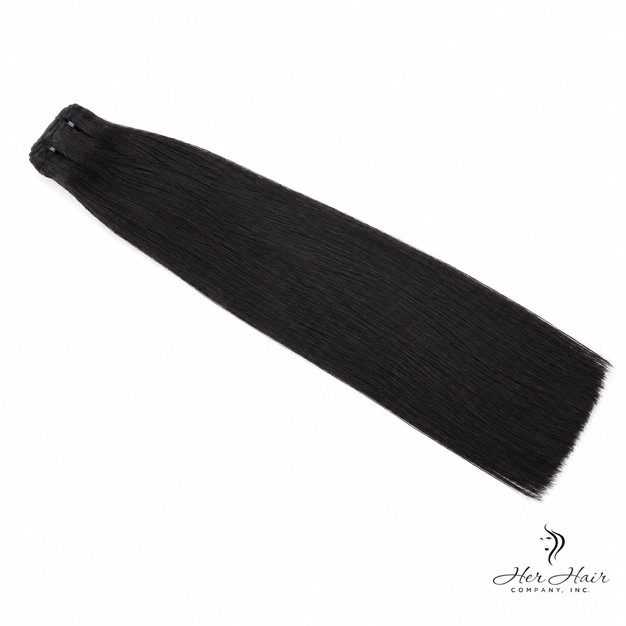Straight Brazilian Double Drawn Hair bundle from Her Hair Company, showing the full length and smooth texture.