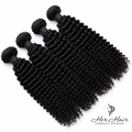 Brazilian kinky curly hair 4-bundle deal from Her Hair Company, showcasing natural textured bundles for voluminous curly hairstyles.