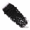 Brazilian raw wavy 5x5 HD lace closure from Her Hair Company, showcasing natural wavy texture and lace closure detail.
