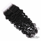 Brazilian raw wavy 5x5 HD lace closure from Her Hair Company, showcasing natural wavy texture and lace closure detail.
