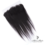 Brazilian straight 13x4 HD lace frontal by Her Hair Company, showing the natural hairline and lace detail on a standard closure