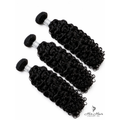 Three bundles of Brazilian Water Wave hair from Her Hair Company, showing the lush, wavy texture and natural shine.