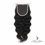 Brazilian wavy 4x4 HD lace closure from Her Hair Company featuring natural wave pattern and transparent lace for seamless blend