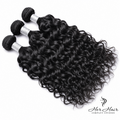 Brazilian Wavy Hair 3 Bundle Deal from Her Hair Company showing three bundles of wavy hair in natural brown color.