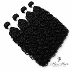 Brazilian wavy hair bundles from Her Hair Company, featuring four standard bundles with natural, flowing wavy texture.
