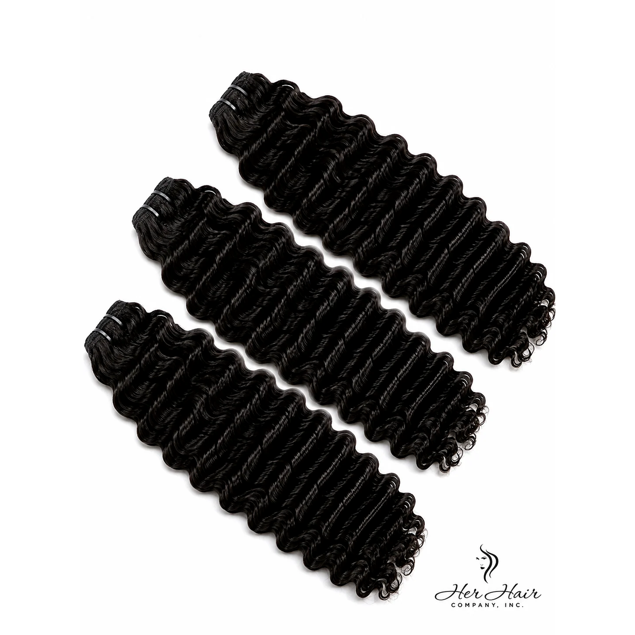 Three bundles of Burmese raw curly hair, natural textured hair extensions in a standard bundle deal, displayed in the image.