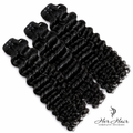 Three bundles of Burmese raw wavy hair from Vendor-Unknown, showcasing thick, natural waves in a standard bundle deal.