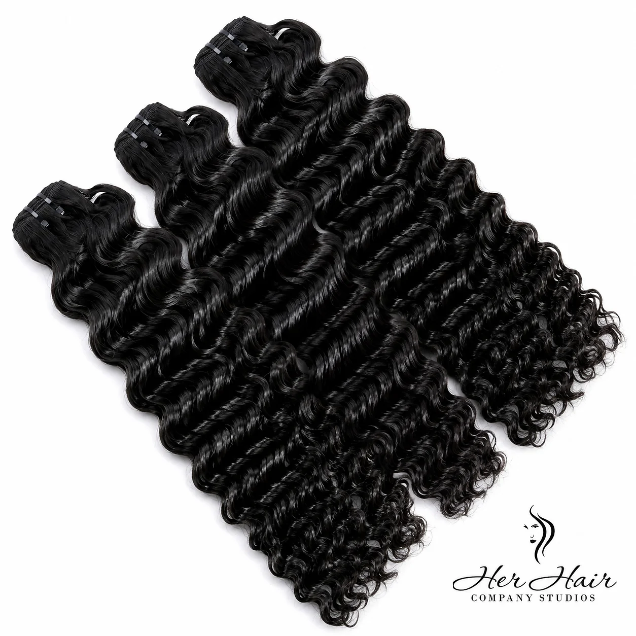 Three bundles of Burmese raw wavy hair from Vendor-Unknown, showcasing thick, natural waves in a standard bundle deal.