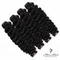 Four bundles of Burmese raw wavy hair from Her Hair Company, showcasing thick, natural wavy hair bundles for extensions.