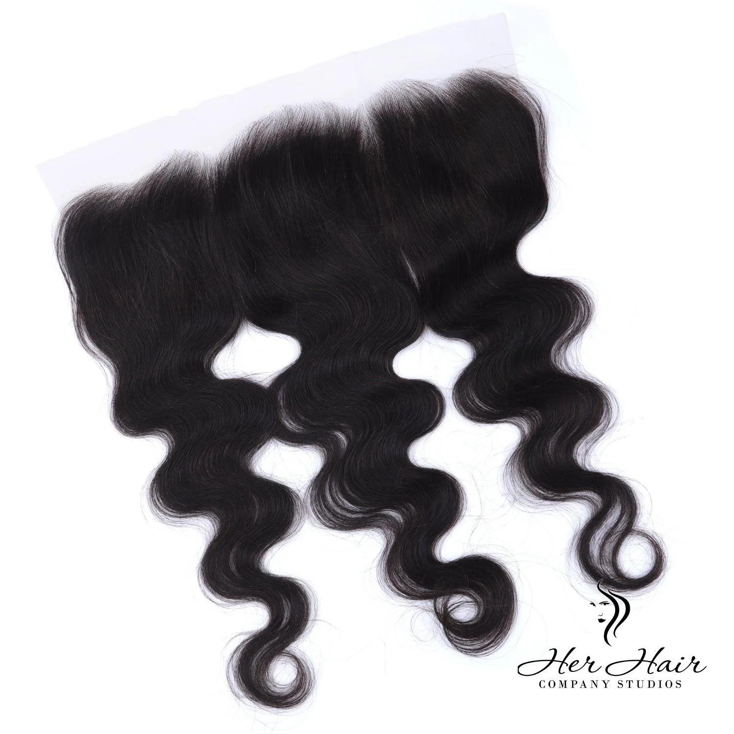 Her Hair Company Brazilian Body Wave 13X4 HD lace frontal showing natural hairline and detailed lace construction.