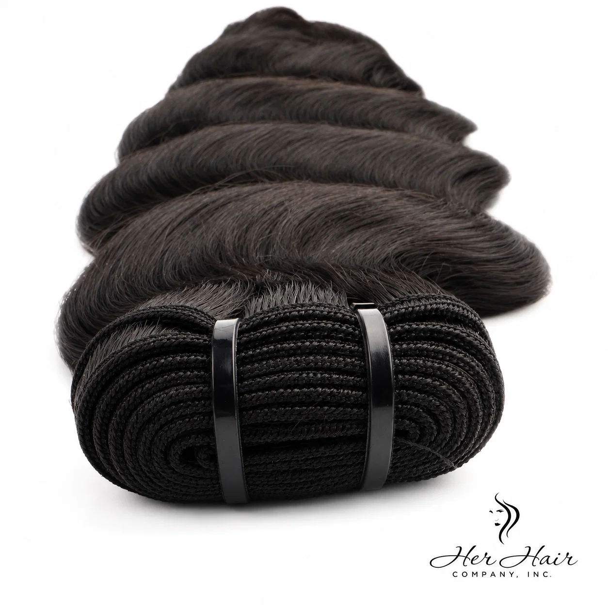 Burmese raw loose deep wave hair bundle from Her Hair Company, showing the textured, natural wave pattern of the hair weft.