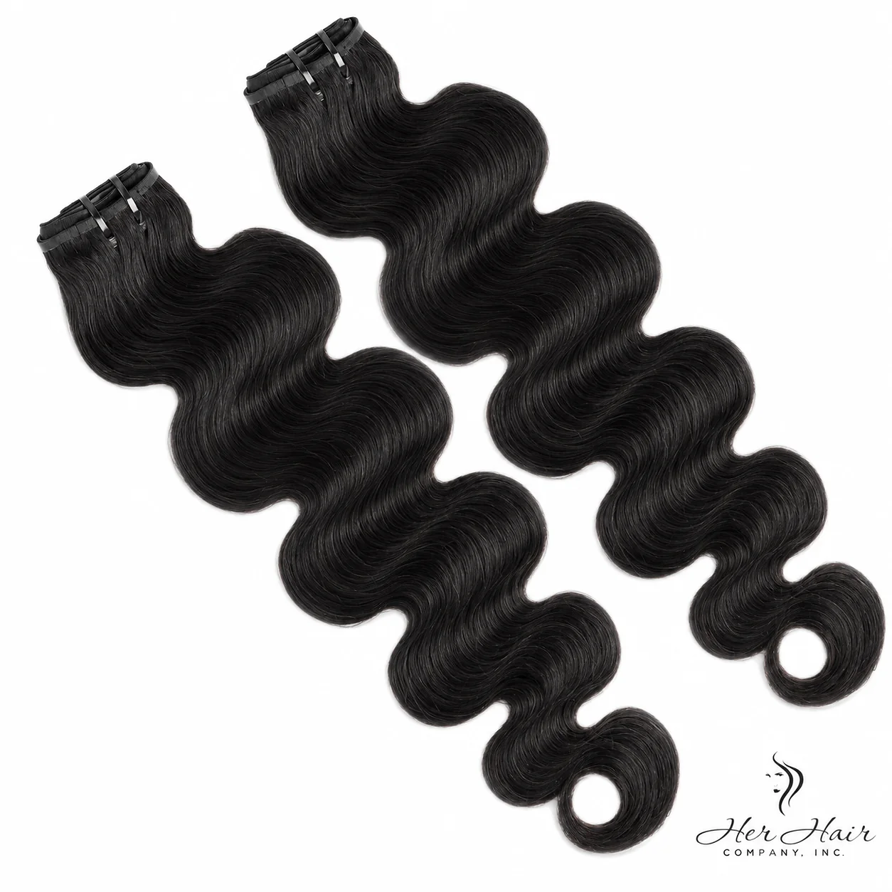 Brazilian clip-in hair extensions in a standard bundle, featuring body wave style with natural dark brown color.