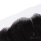 Close-up of Her Hair Company Brazilian Straight 13x4 HD lace frontal showing natural hairline and lace detail.