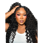 Three bundles of Burmese raw wavy hair in a standard bundle deal, showcasing natural wavy texture and hair thickness.