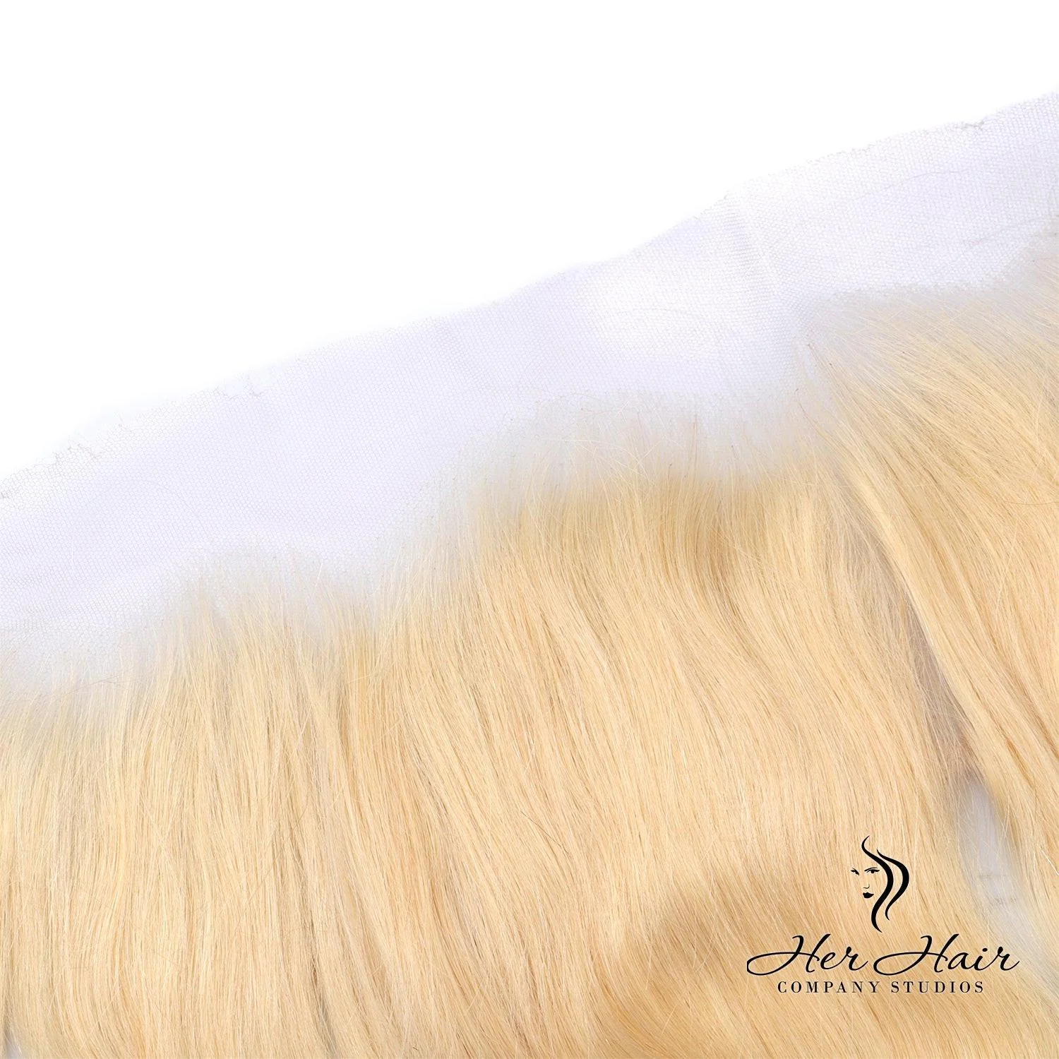 Close-up of Brazilian 613# 13x4 lace frontal showing lace mesh and hair root details for a natural look.