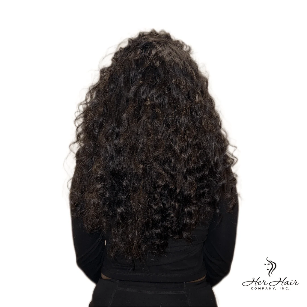Brazilian Deep Wave Hair 3 Bundle Deal from Her Hair Company, showing bundles of deep wave textured hair.
