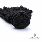 Brazilian kinky curly hair bundle from Her Hair Company, showing detailed weave and natural curl pattern.
