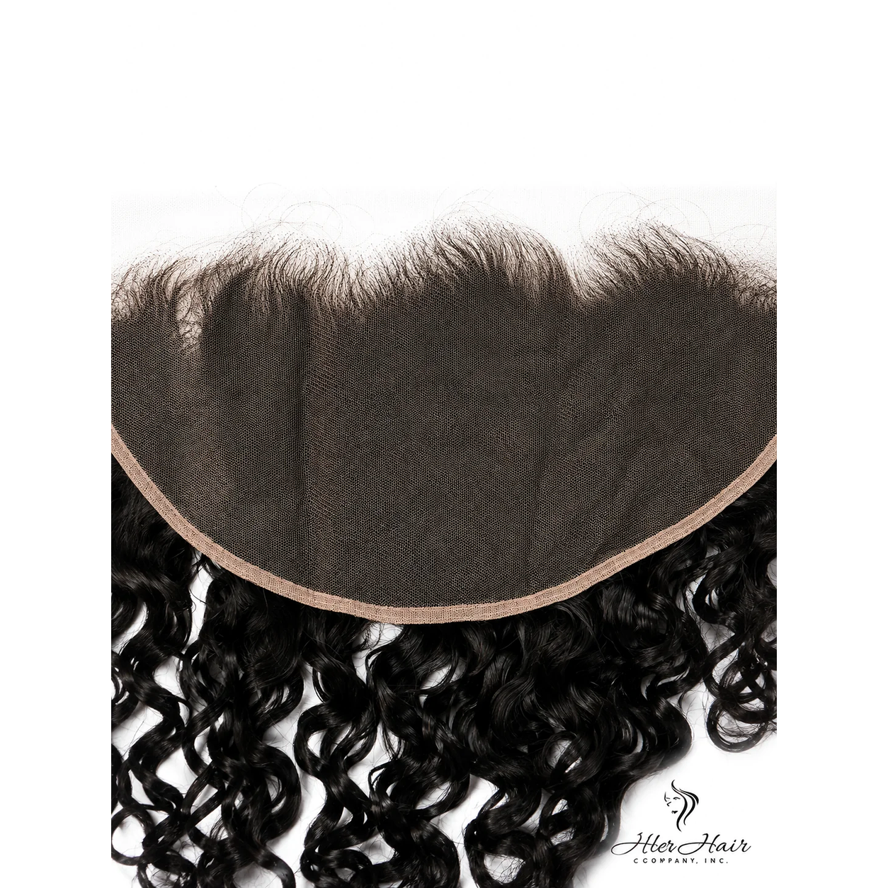 Close-up of Her Hair Company Brazilian Water Wave 13x6 HD lace frontal showing detailed lace material and wave pattern.