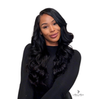 Burmese raw loose deep wave hair bundles from Her Hair Company, showing installation front view of four standard hair bundles.