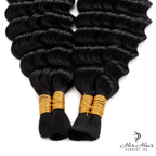 Close-up of Her Hair Company Deep Wave Bulk Hair in a standard bundle, showcasing its deep wave texture and natural wave pattern.