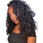 Brazilian Water Wave 5x5 HD Lace Closure from Her Hair Company, shown installed on side with natural water wave texture.