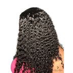 Close-up of Burmese raw curly hair bundles from Her Hair Company, showing rich, natural curl pattern and bundle packaging.