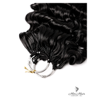 Close-up of Her Hair Company Burmese Spiral Crochet Hair bundle with detailed spiral curls, showcasing the textured crochet hair extension.