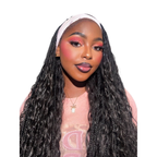 Deep Wave bulk hair bundle from Her Hair Company with braided front style, showcasing textured, deep wave hair for natural volume.