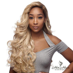 Eurasian 613 hair bundles in a 4-pack, featuring body wave texture, natural light blonde color, and natural hair appearance.
