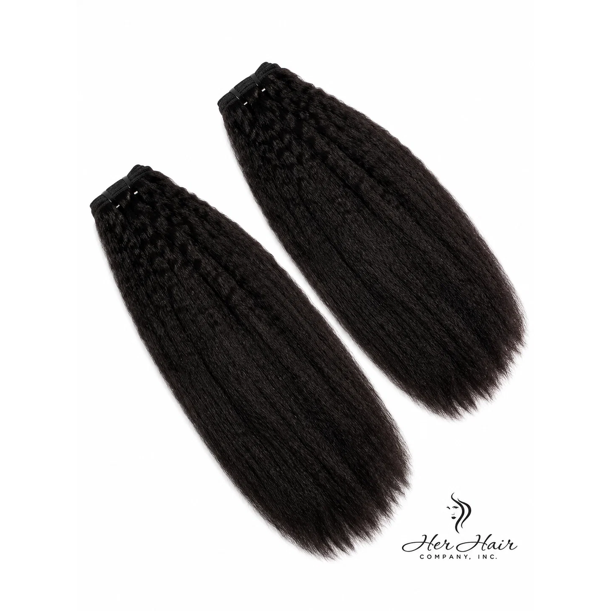 Kinky straight Brazilian clip-in hair extensions in a standard bundle, showcasing the natural texture and seamless attachment.