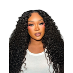 Brazilian raw wavy 5x5 HD lace closure by Her Hair Company, showing the frontal view with natural wave pattern and lace detail.