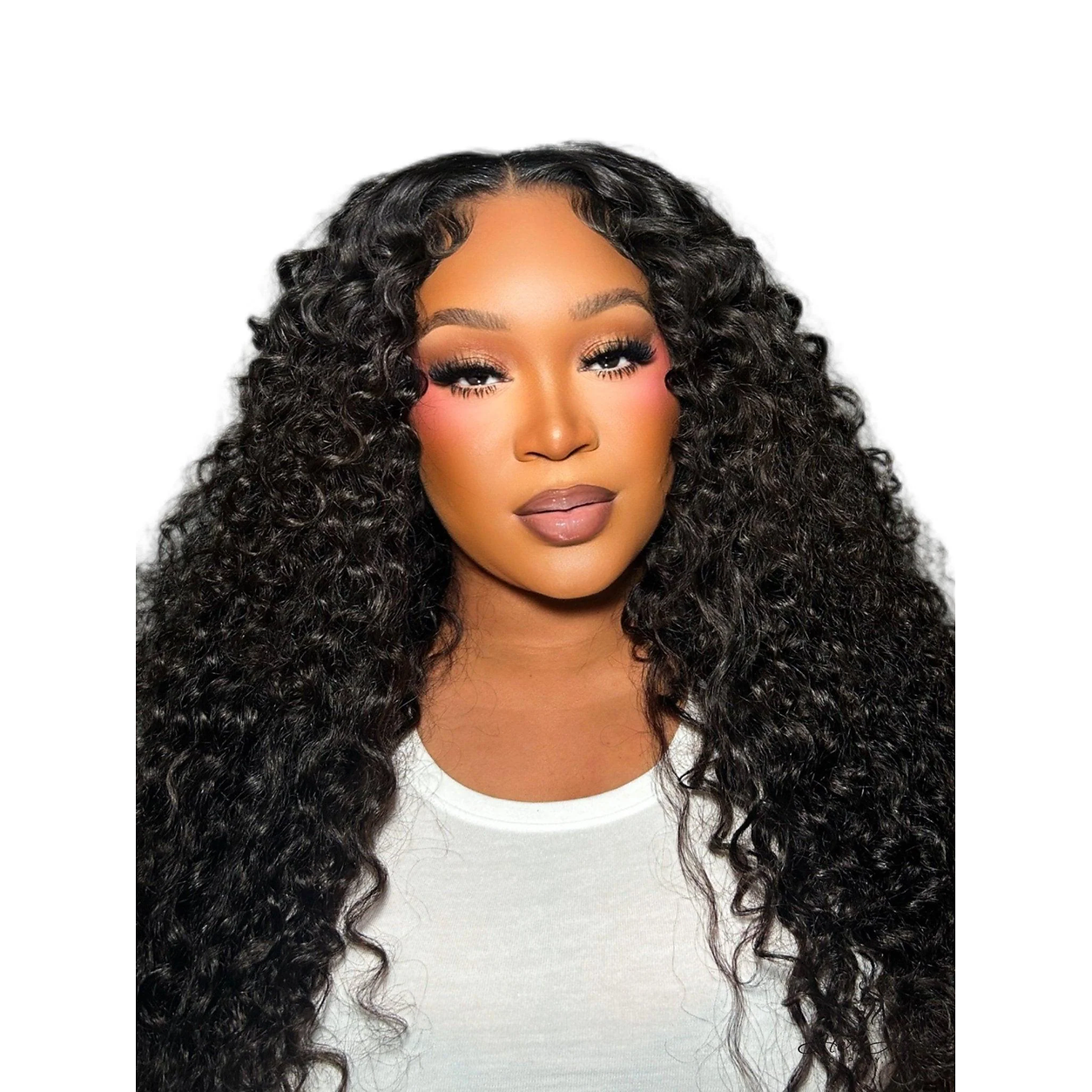 Brazilian raw wavy 5x5 HD lace closure by Her Hair Company, showing the frontal view with natural wave pattern and lace detail.