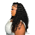Brazilian Water Wave 13x6 HD lace frontal from Her Hair Company, showing a side view of the standard frontal with wavy hair and lace detail.