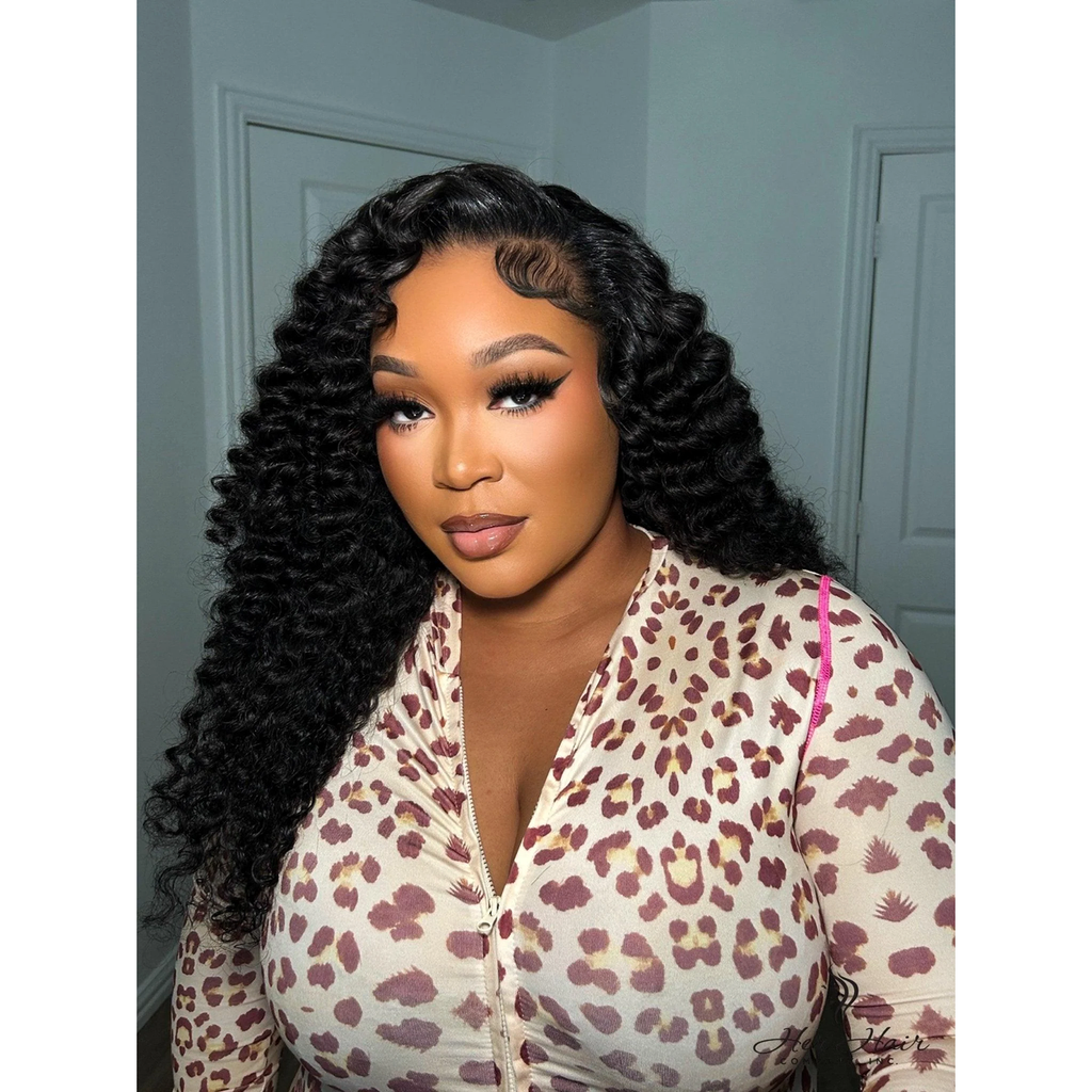 Brazilian Water Wave 5x5 HD Lace Closure from Her Hair Company, styled for natural-looking hair closure.