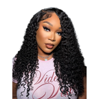 Burmese Raw Curly Hair bundle deal by Her Hair Company, featuring four natural curly hair bundles with a front installation in lavender.