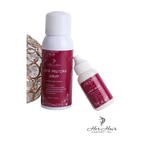 Her Hair Company lace melting spray and lace glue for hair installation, shown in a professional styling kit image
